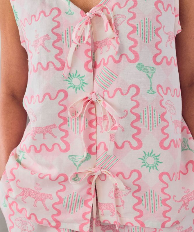 Chelsea Peers Cocktail Leopard Geo Print Short Pajamas
