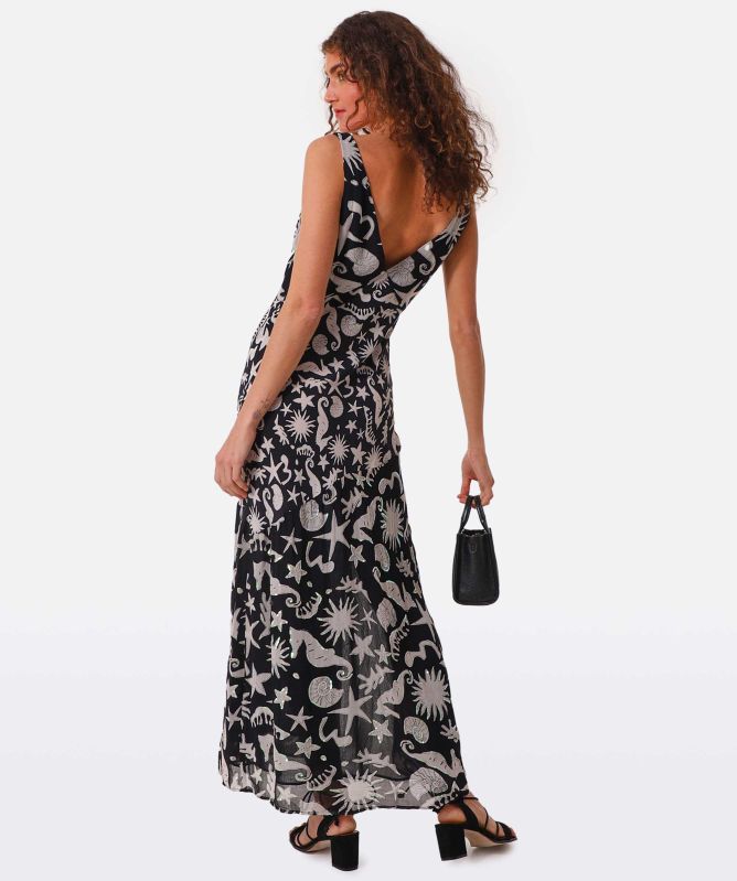 RIXO Moniq Oceanic V-Neck Midi Dress