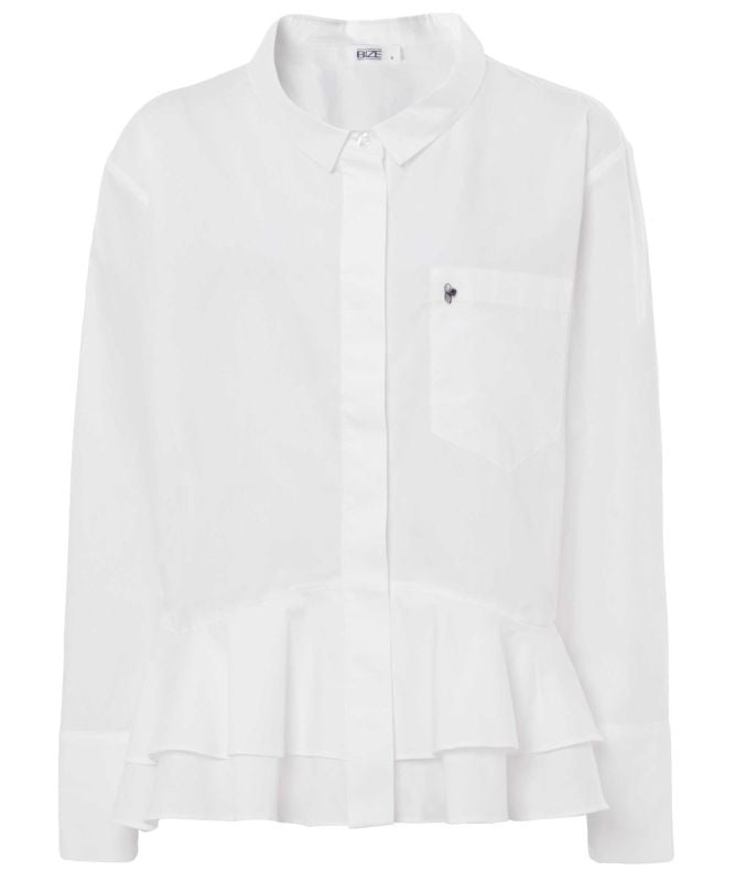 Bize Ruffle Peplum Pin Shirt