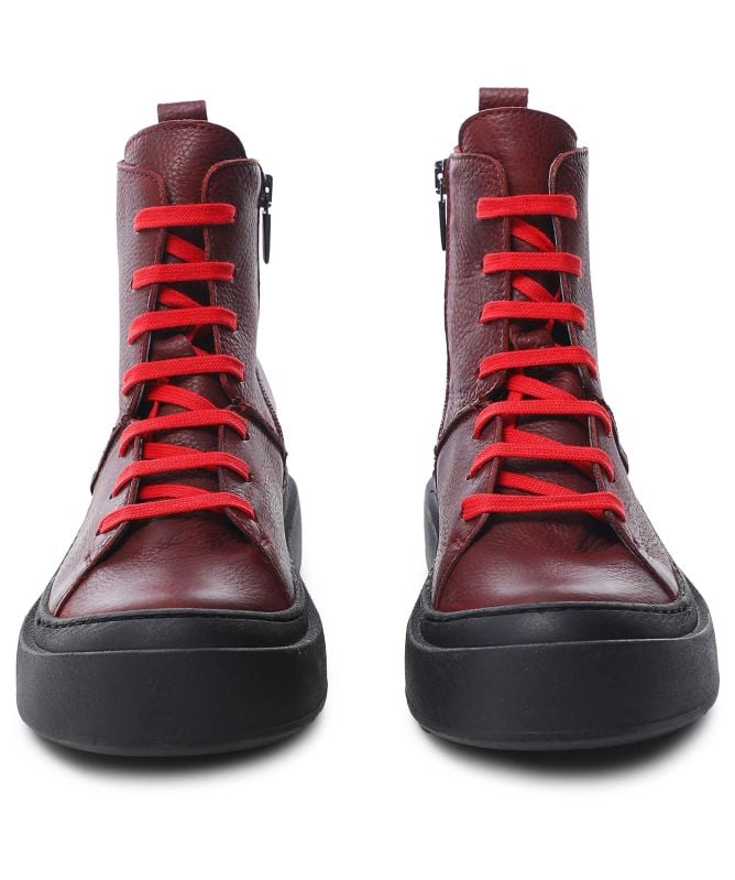 Lofina Leather Lace-Up Ankle Boots