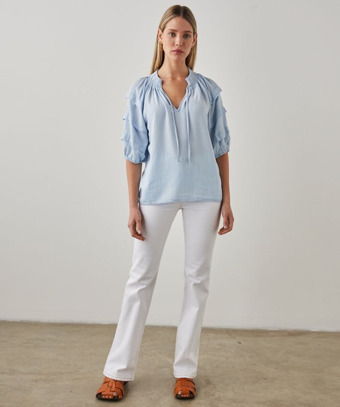 Rails Paris Pleated Sleeves Blouse
