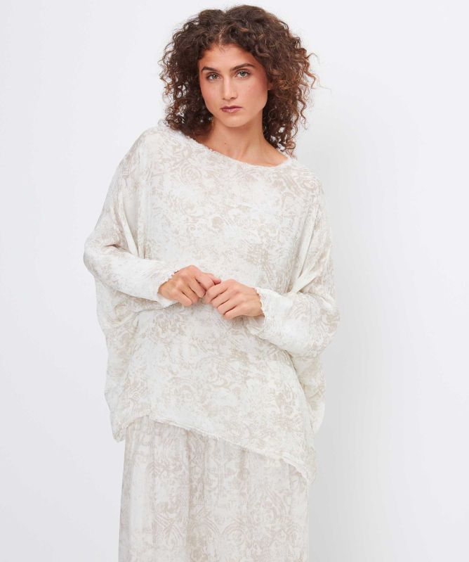 Sanctamuerte Paisley Print Silk Blouse