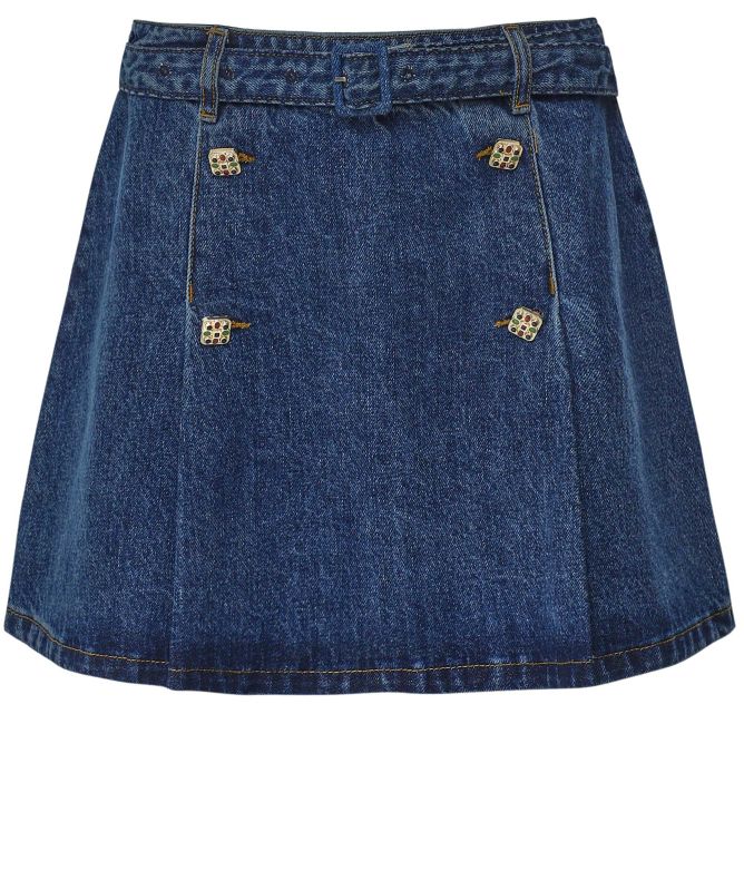 Self-Portrait Denim A-Line Mini Skirt