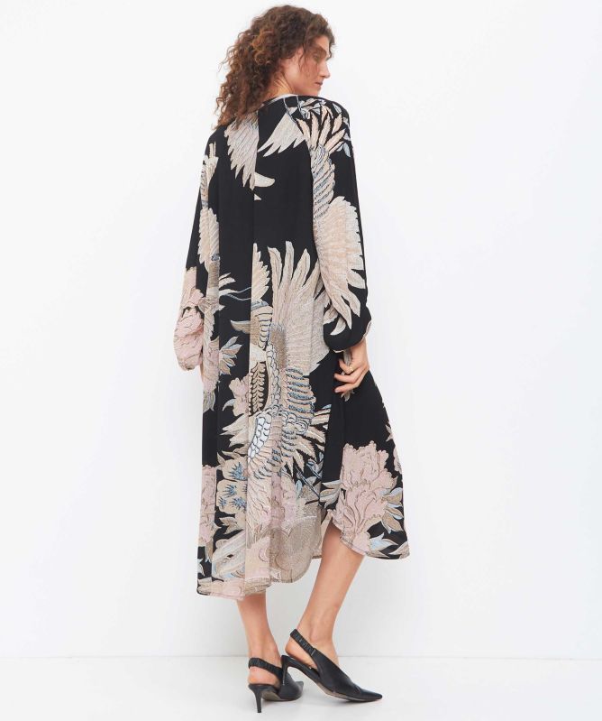 One Hundred Stars Crane Black Crepe Darcy Dress