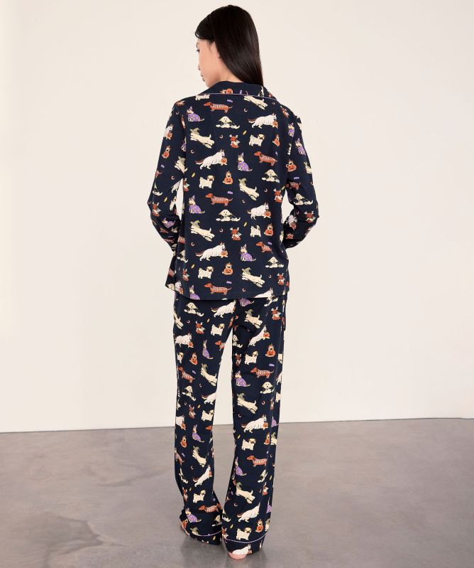 Chelsea Peers Halloween Dogs Print Long Pajamas