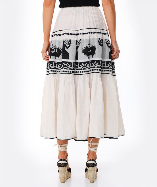 Devotion Twins Embroidered Midi Skirt