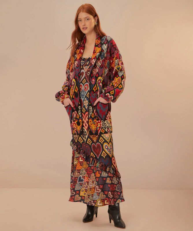 FARM Rio Hearts Ikat Knitted Blazer