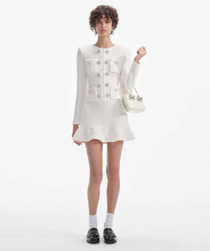 Self-Portrait Buttoned Knit Mini Dress