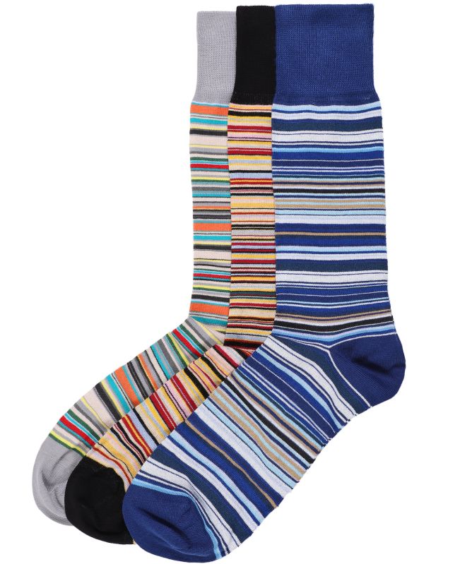 【関税&送料込】Paul Smith Signature Stripe Socks Set Of 3 P Men's Central 'Signature Stripe' Socks Three Pack