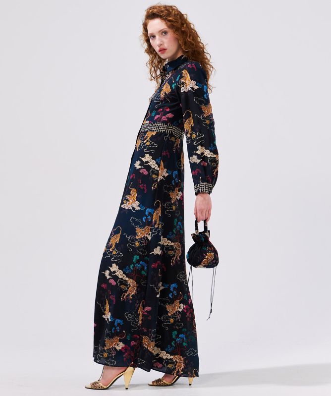 Hayley Menzies Silk Courageous Tiger Shirt Dress