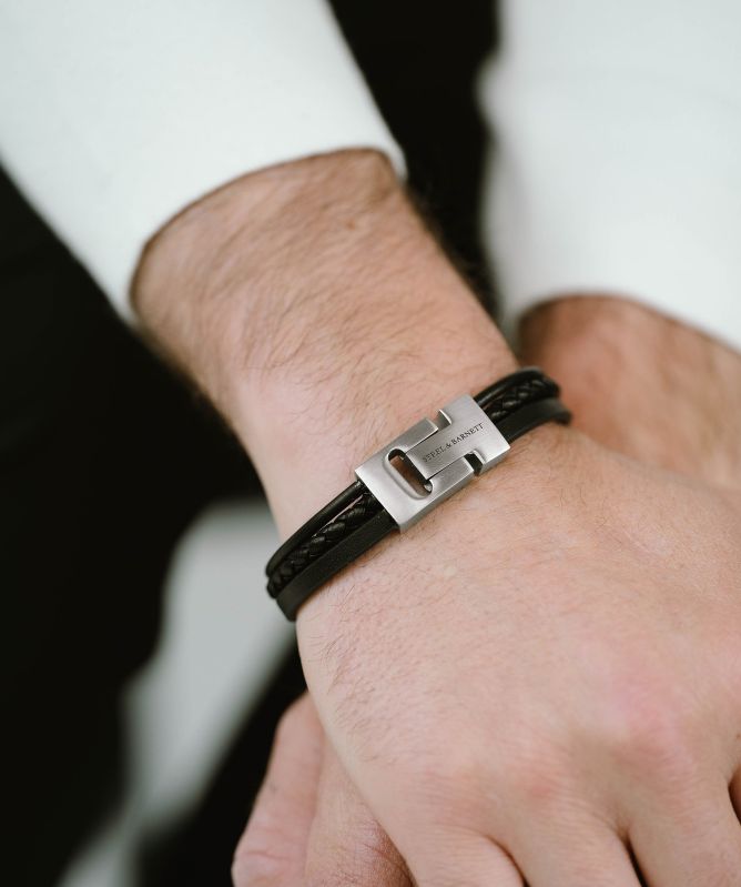 Steel and Barnett Casual Cole Leather Bracelet