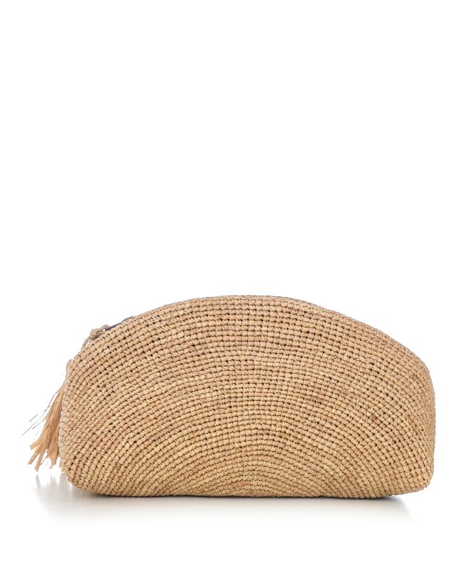 Rabarany Raffia Half Moon Bag