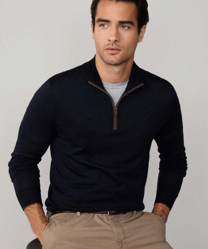 Hackett Merino Silk Half-Zipper Sweater