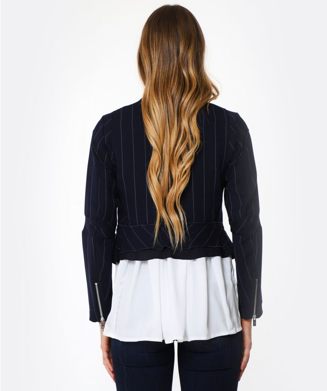 High Rowdy Pinstripe Biker Jacket