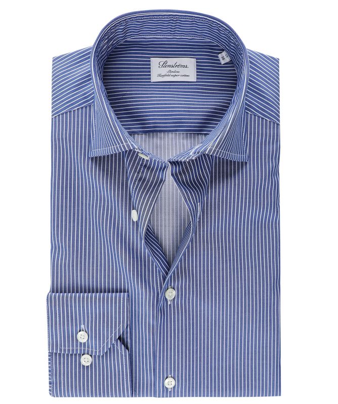 Stenstroms Blue Striped Twill Shirt