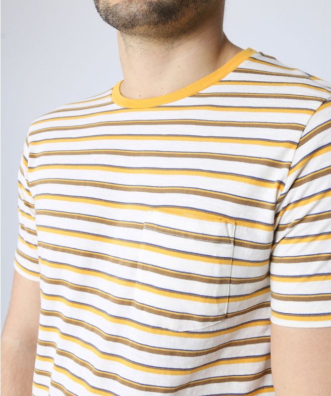 Hartford Crew Neck Vintage Stripes Pocket T-Shirt