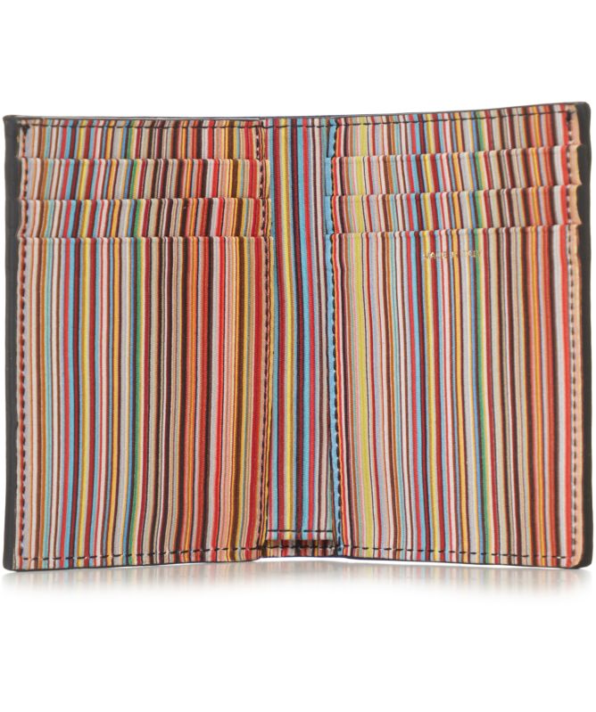 Paul Smith Signature Stripe Leather Credit Card Wallet