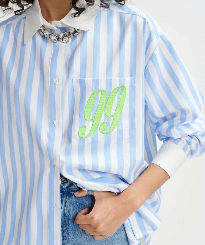 Essentiel Antwerp Halibut Embroidered Striped Shirt