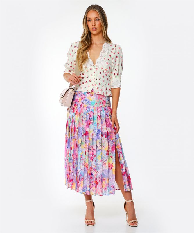 RIXO Tina Spring Meadow Midi Skirt