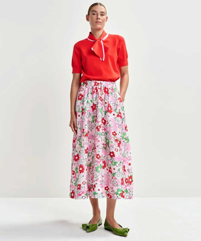 Essentiel Antwerp Juliannne Floral-Jacquard Midi Skirt