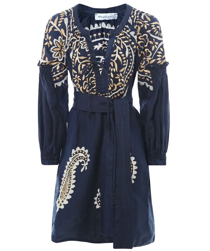 Greek Archaic Kori Linen Tie Dress