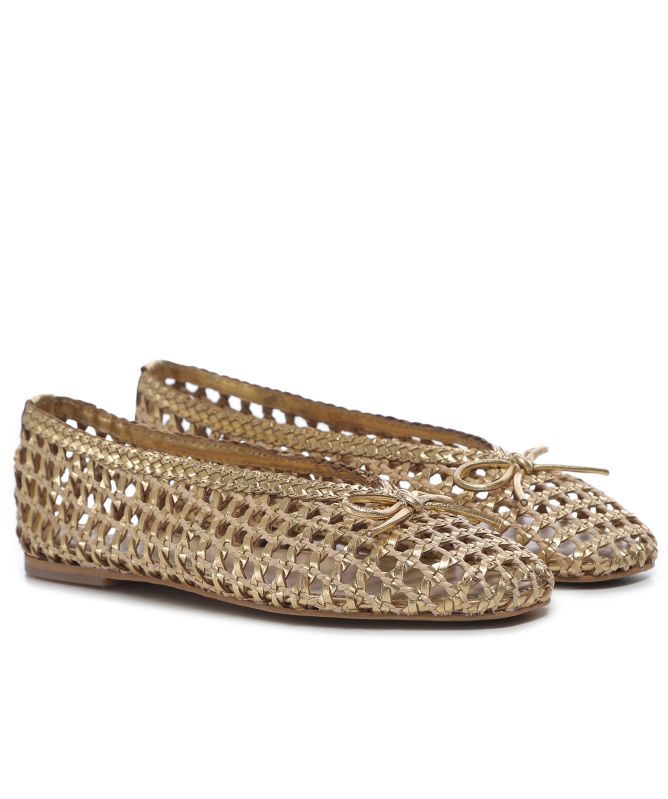 INUOVO Raffia Leather Ballet Flats