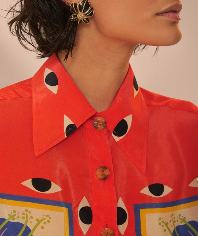 FARM Rio Sand Surreal Scarf Pyjama Shirt