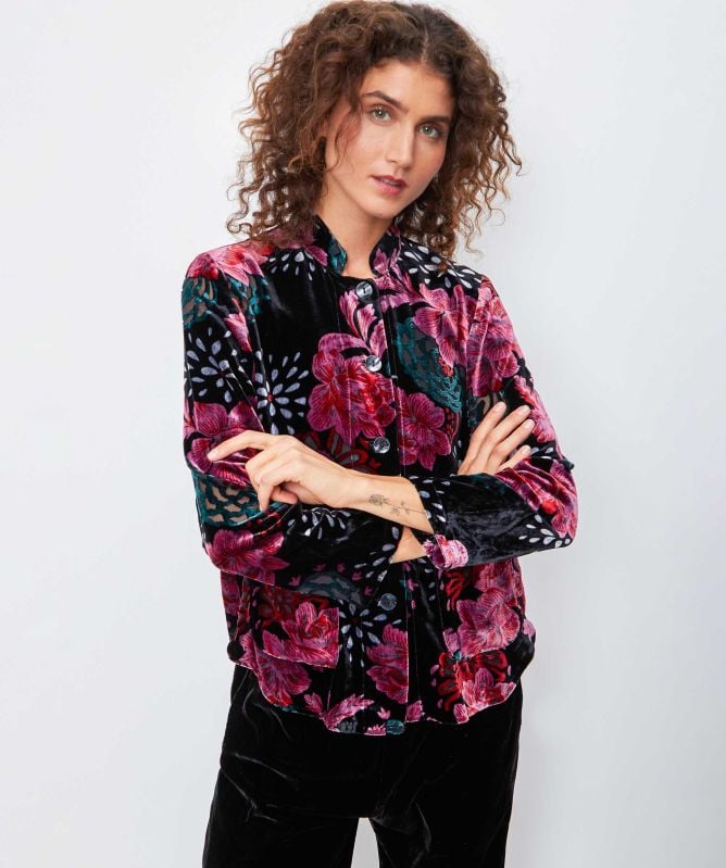 Thanny Devoré Floral Jacket