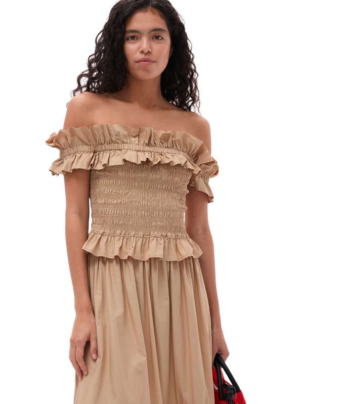 ganni smocked top