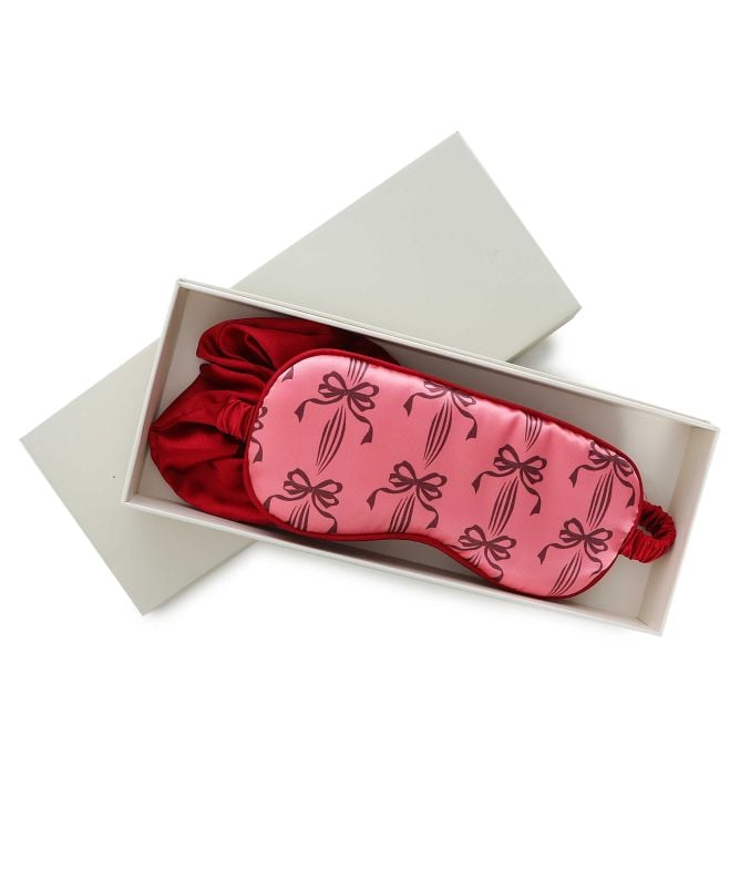Chelsea Peers Satin Bow Print Sleep Mask Set