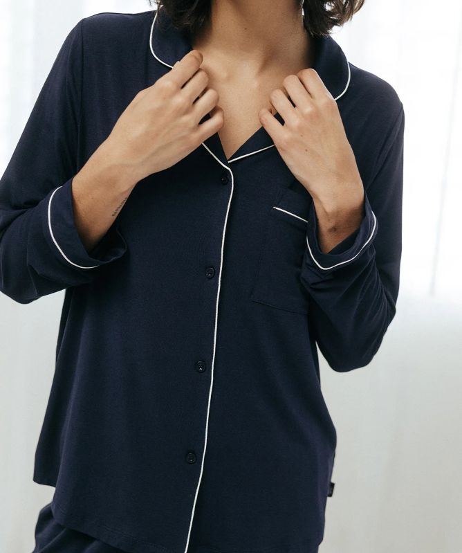 Chelsea Peers Modal Long Button Up Pajamas