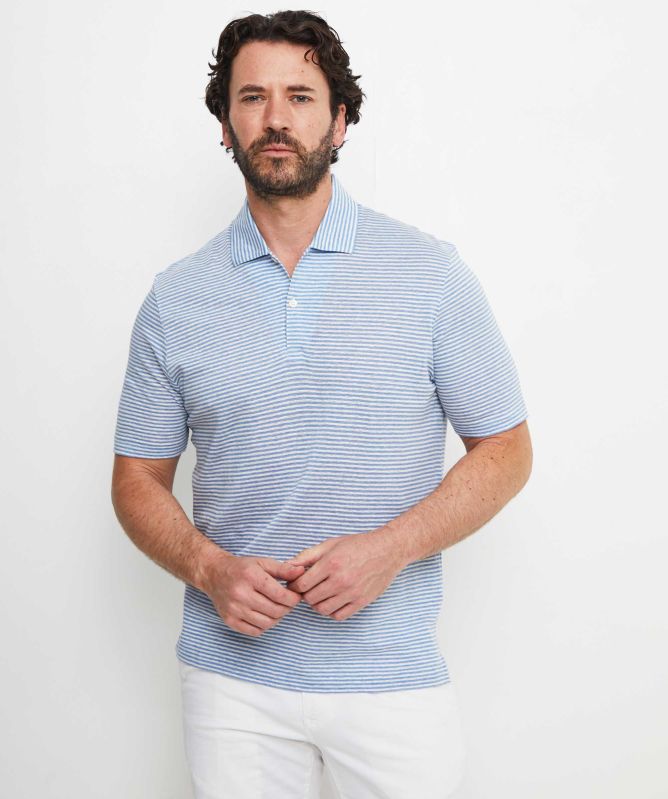 Gran Sasso Linen Striped Polo Shirt