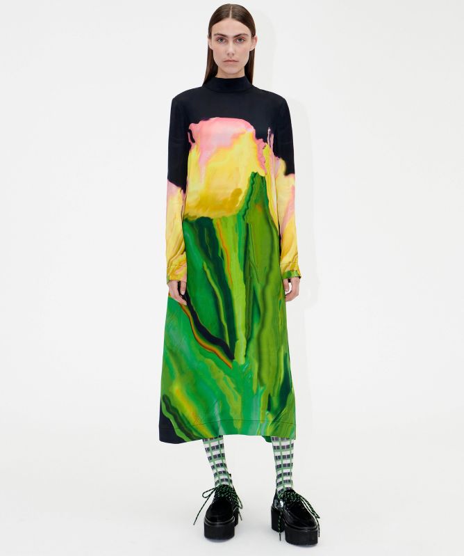 Stine Goya Millie Night Tulips Midi Dress