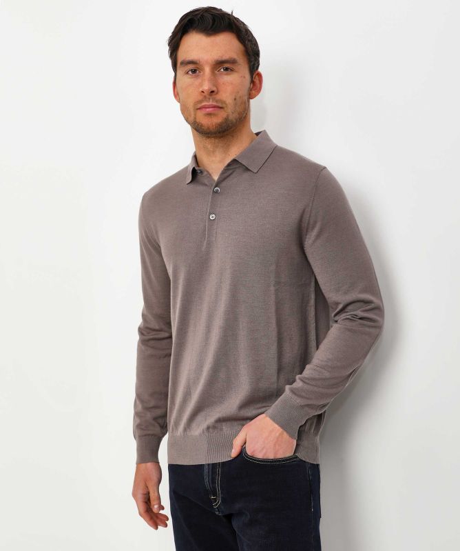 Thomas Maine Merino Long Sleeve Polo Shirt
