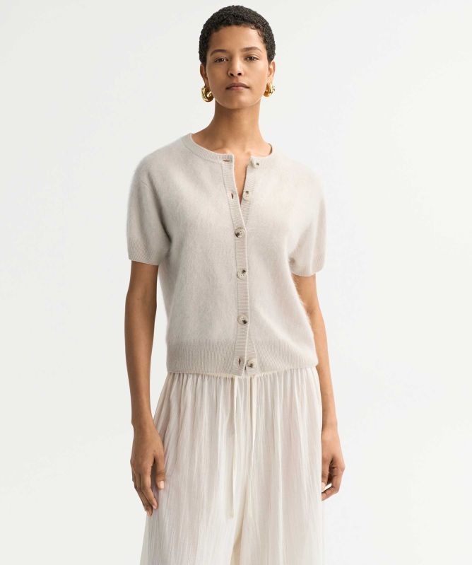 Soft Goat Brushed Short Sleeve Cardigan