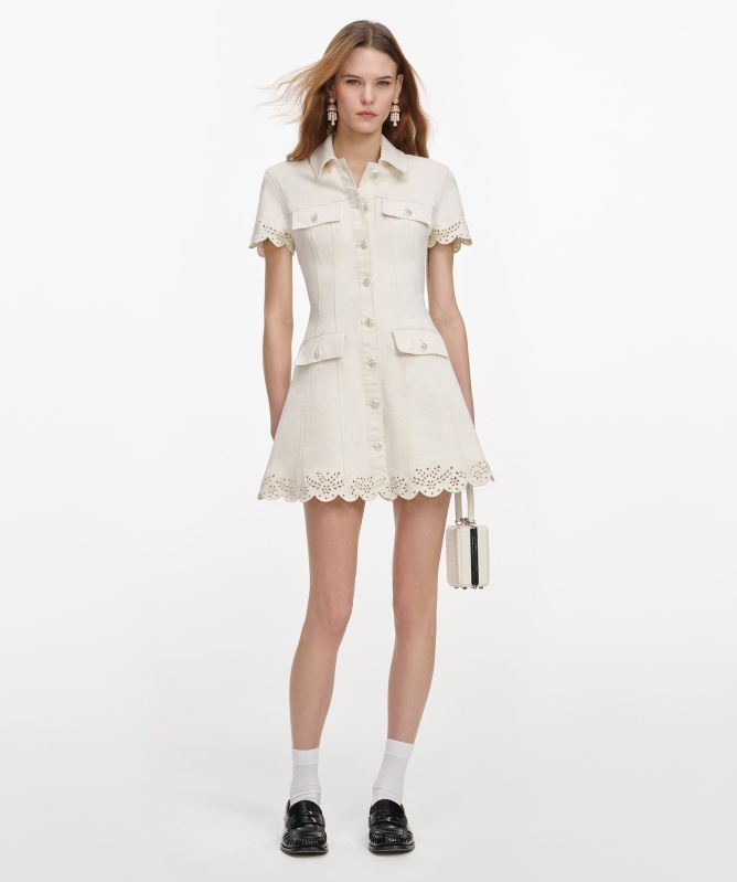 Self-Portrait Broderie Denim Mini Dress