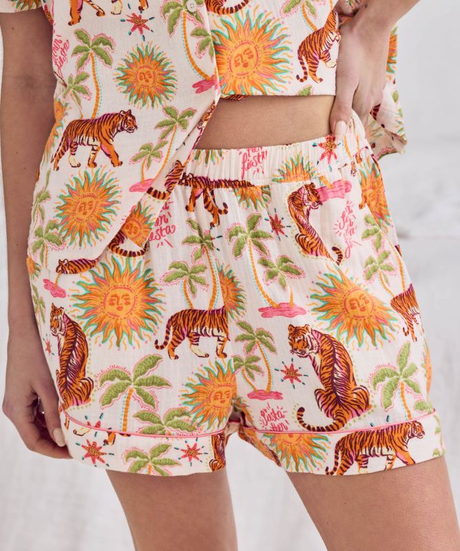 Chelsea Peers Siesta Tiger Print Short Pajama Set