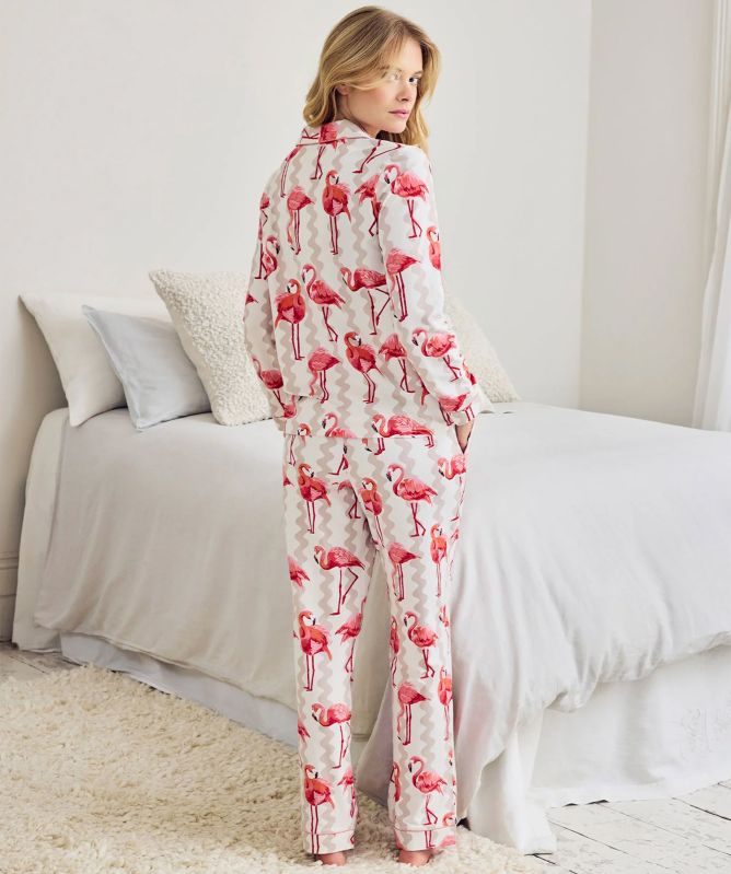 Chelsea Peers Flamingo Stripe Print Long Pajamas