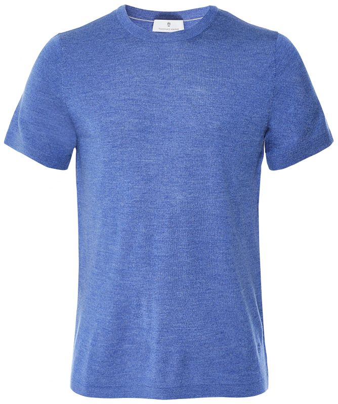 Thomas Maine Knitted Merino Wool Crew Neck T-Shirt