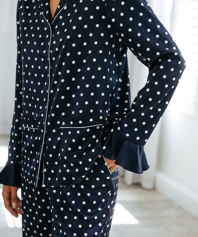 Chelsea Peers Satin Polka Dot Long Pyjama Set