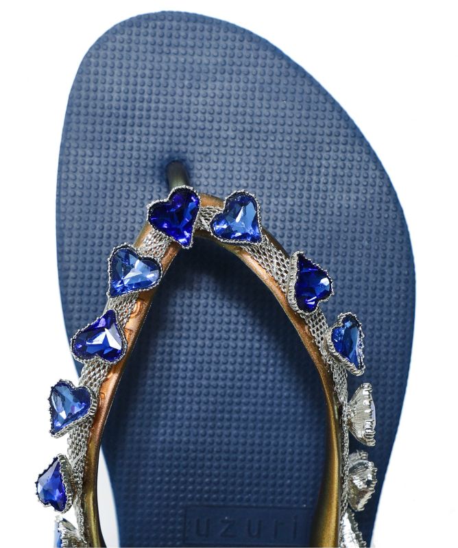 Uzurii Hearts Crystal Flip Flops