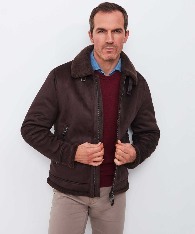 Seinse Faux Suede Bomber Jacket
