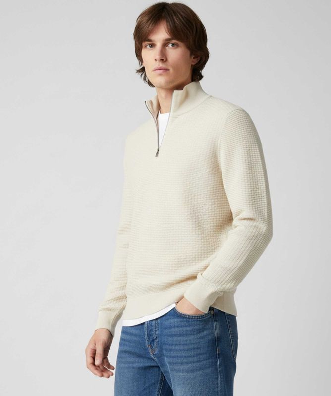 BOSS Textured Half-Zipper Sweater