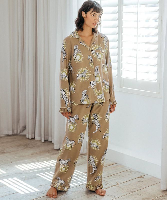 Chelsea Peers Celestial Zebra Frill Long Pyjama Set
