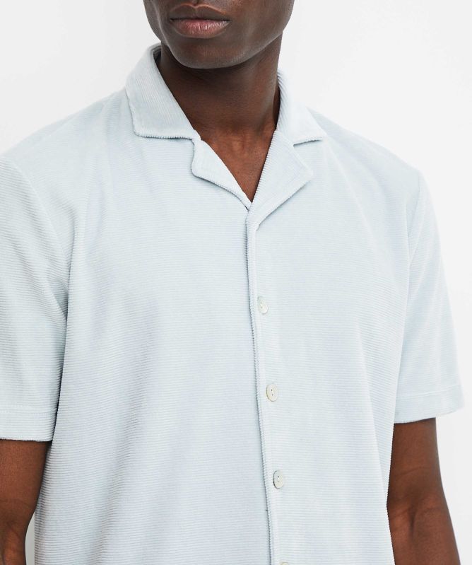 unfeigned Button-Down Velour Polo Shirt
