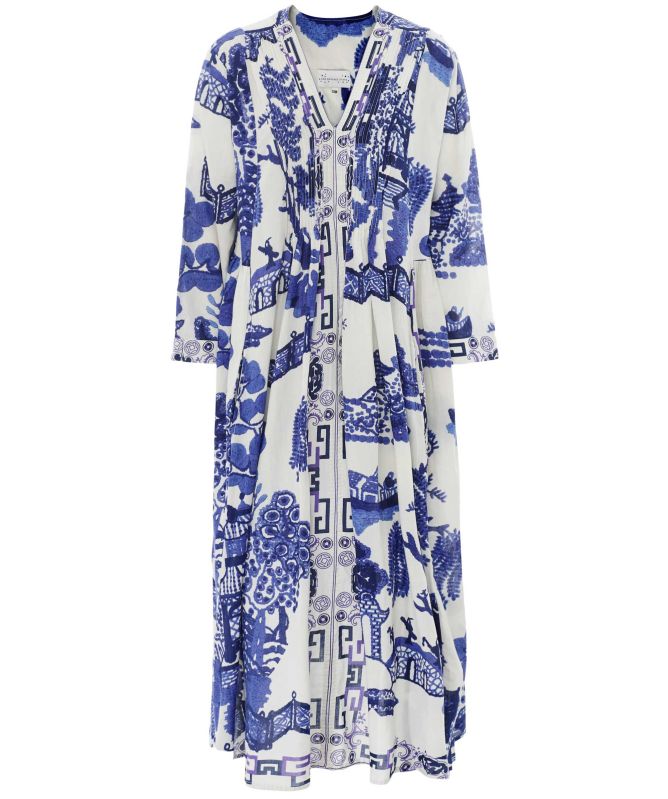 One Hundred Stars Giant Willow Blue Pinch Pleat Dress
