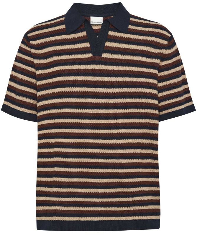 Knowledge Cotton Striped Knitted Polo
