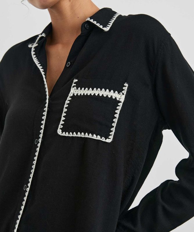 Rails Linen Blanket Stitch Charli Shirt