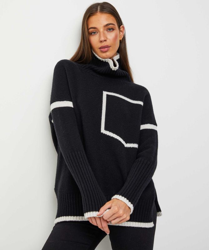 Eddy and Ivy Contrast Trim Roll Neck Jumper