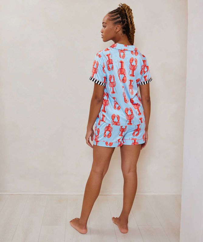 Chelsea Peers Satin Lobster Print Short Pyjama Set